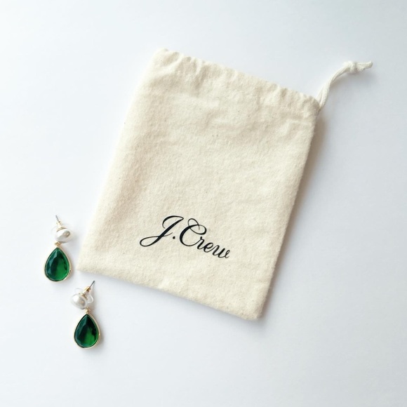 J. CREW FRESHWATER PEARL AND CRYSTAL TEARDROP EARRINGS - Picture 1 of 6